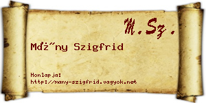 Mány Szigfrid névjegykártya